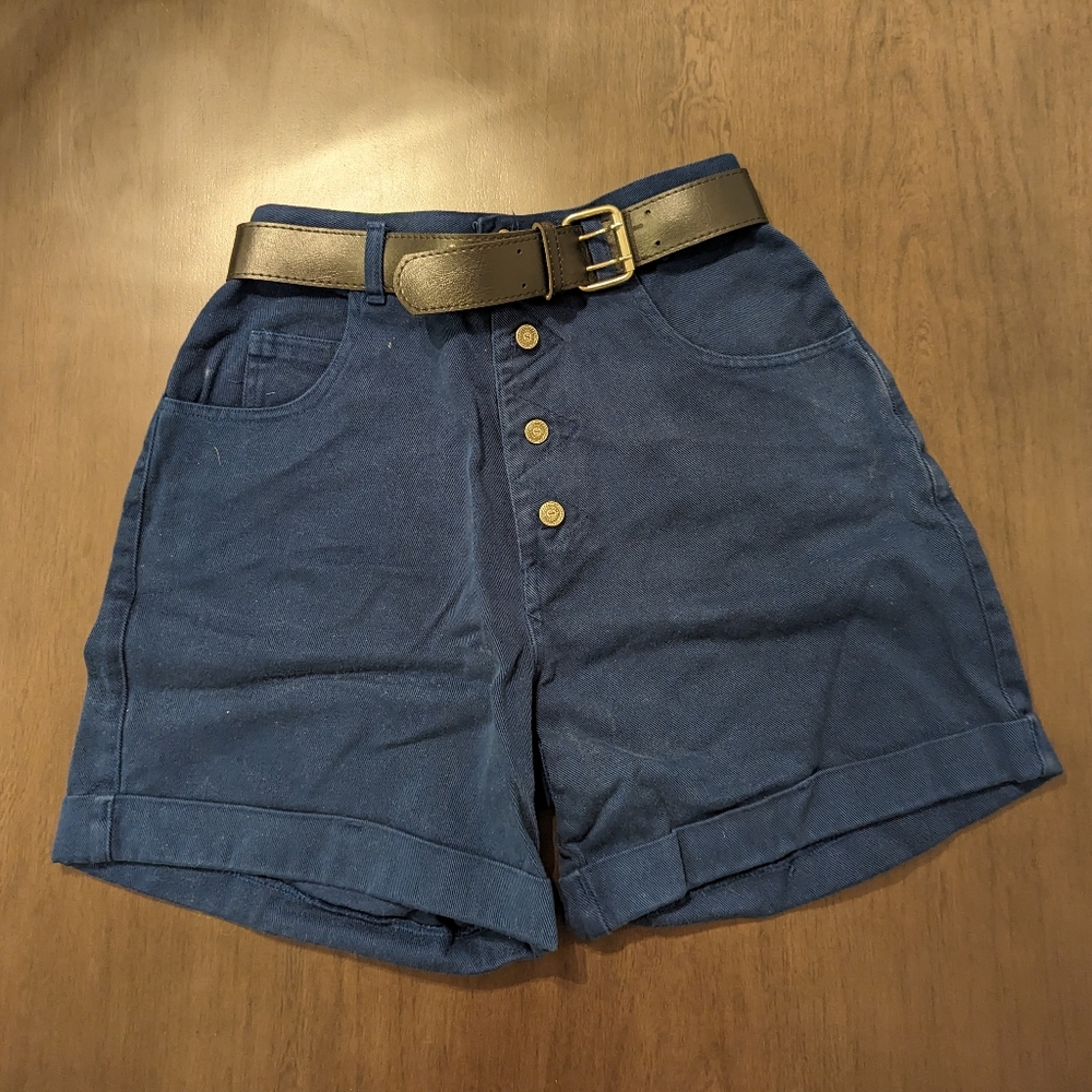Vintage 90s Sostanza dark blue navy shorts size 7/8 waist 26"